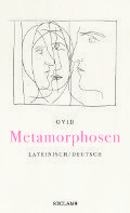Cover von „Metamorphosen“ von Ovid mit einer Strichzeichnung von Gesichtern und einem Text, der darauf hinweist, dass das Buch auf Latein und Deutsch verfasst ist.